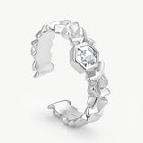 Silver Geometric Hexagon Open Ring | Belvria