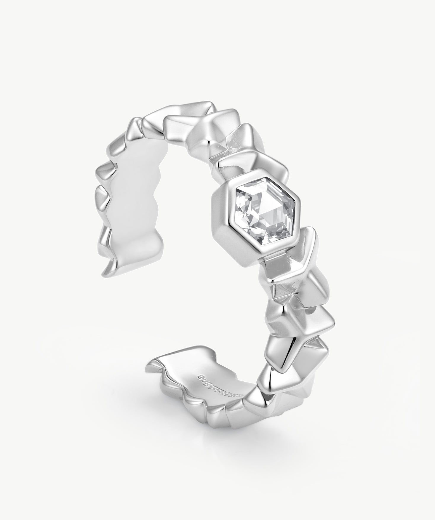 Silver Geometric Hexagon Open Ring | Belvria