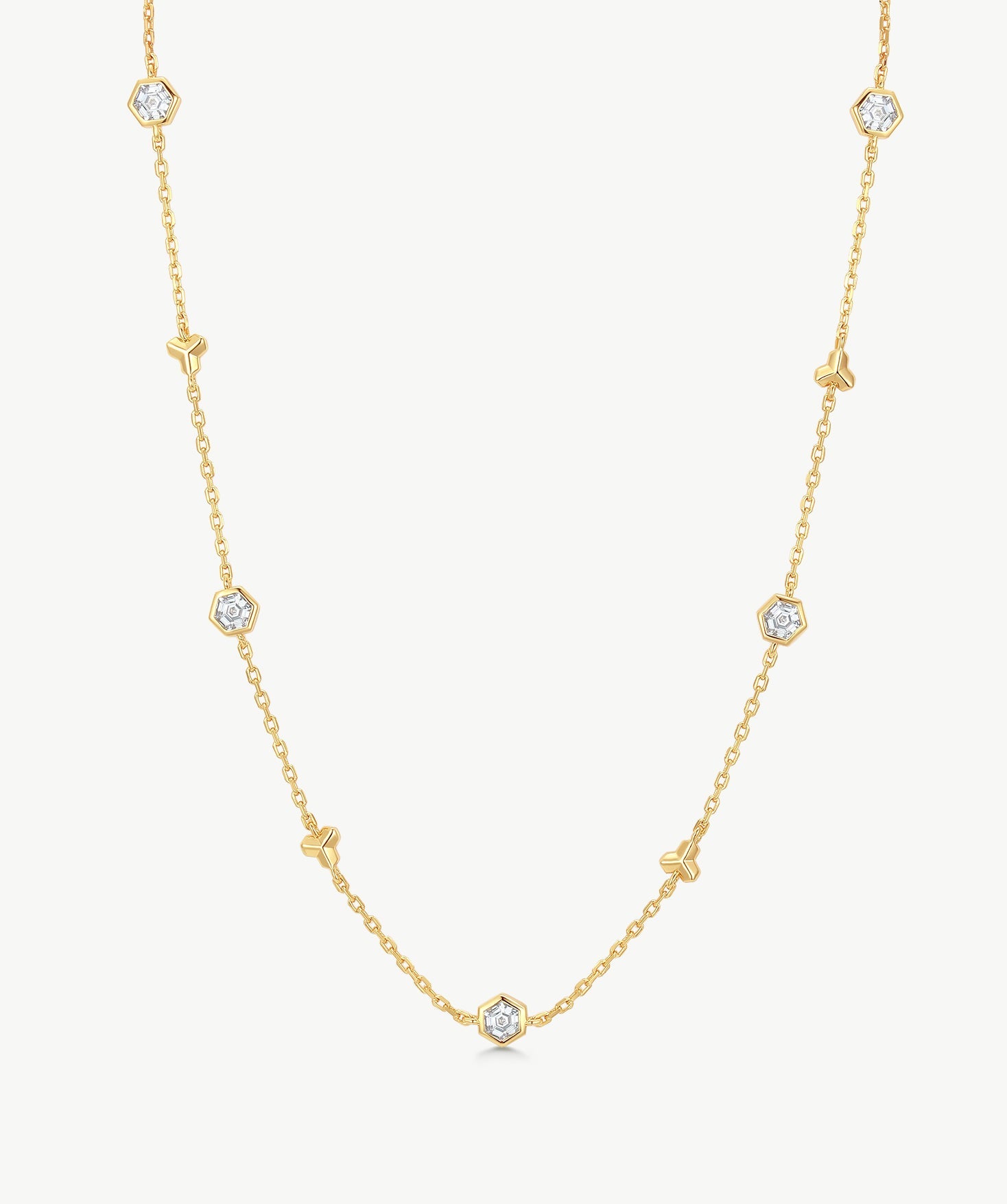 Gold Geometric Station Chain Necklace | Belvria