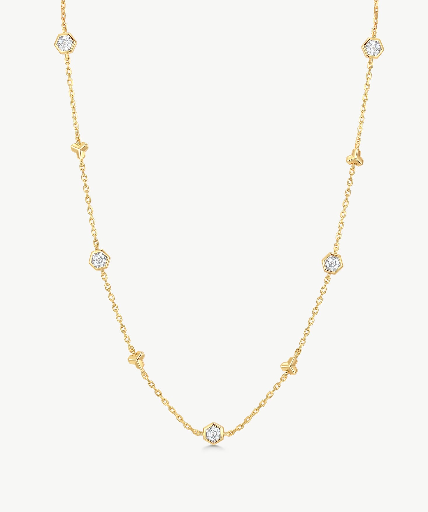Gold Geometric Station Chain Necklace | Belvria