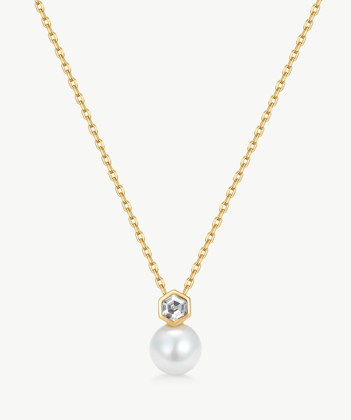 Freshwater Pearl Hexagon Pendant Necklace | Belvria