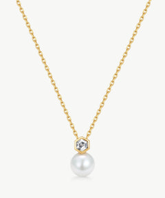 Freshwater Pearl Hexagon Pendant Necklace | Belvria