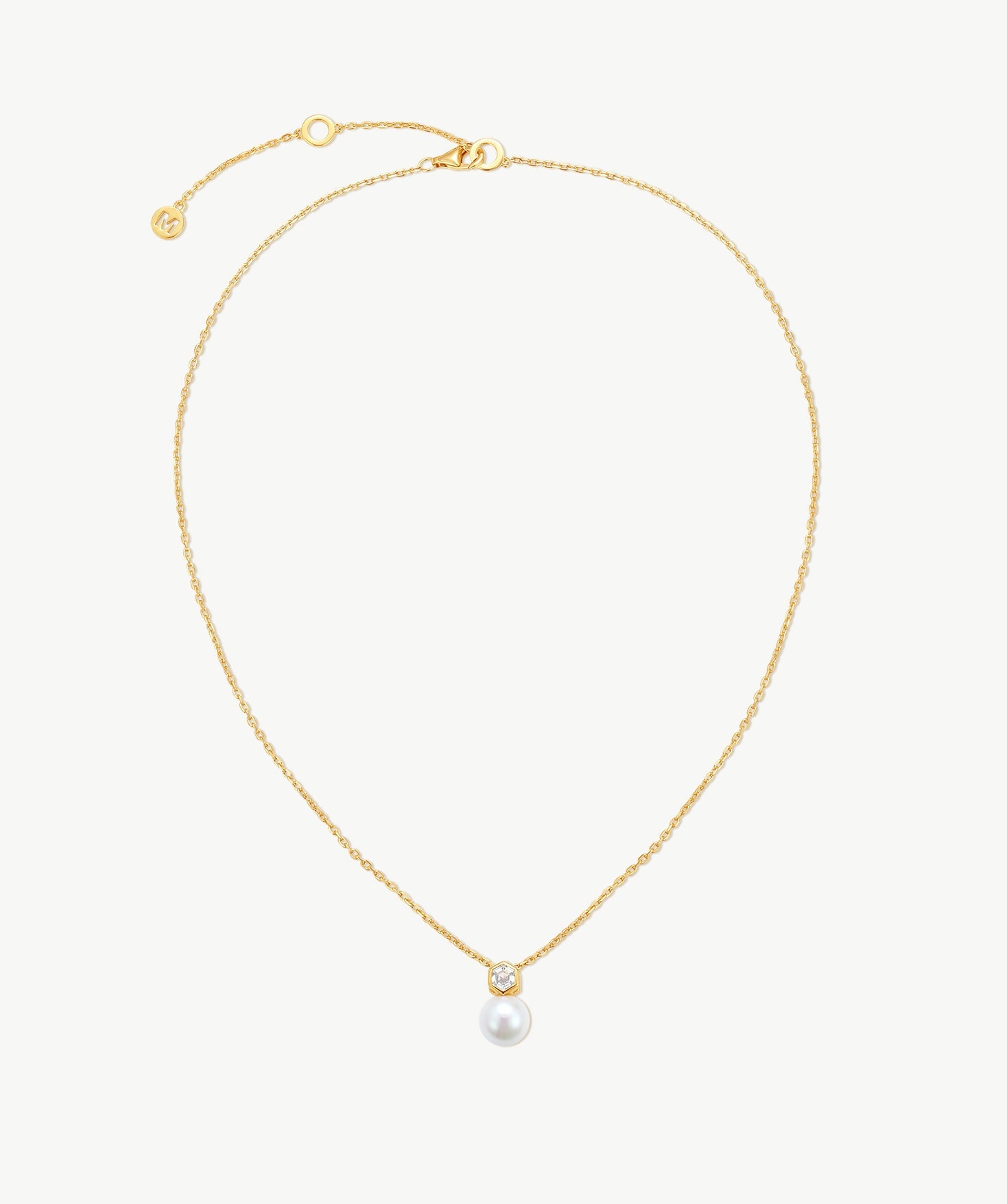 Freshwater Pearl Hexagon Pendant Necklace | Belvria