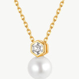 Freshwater Pearl Hexagon Pendant Necklace | Belvria