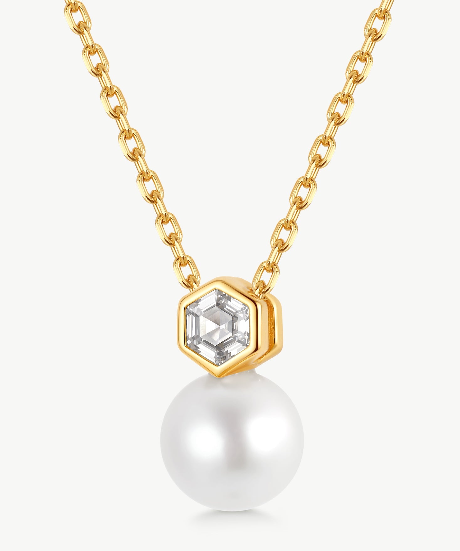 Freshwater Pearl Hexagon Pendant Necklace | Belvria