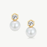 Freshwater Pearl Hexagon Stud Earrings | Belvria