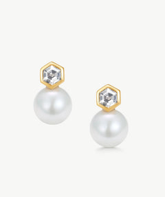 Freshwater Pearl Hexagon Stud Earrings | Belvria