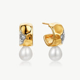 Freshwater Pearl Sculptural Hoop Earrings | Belvria