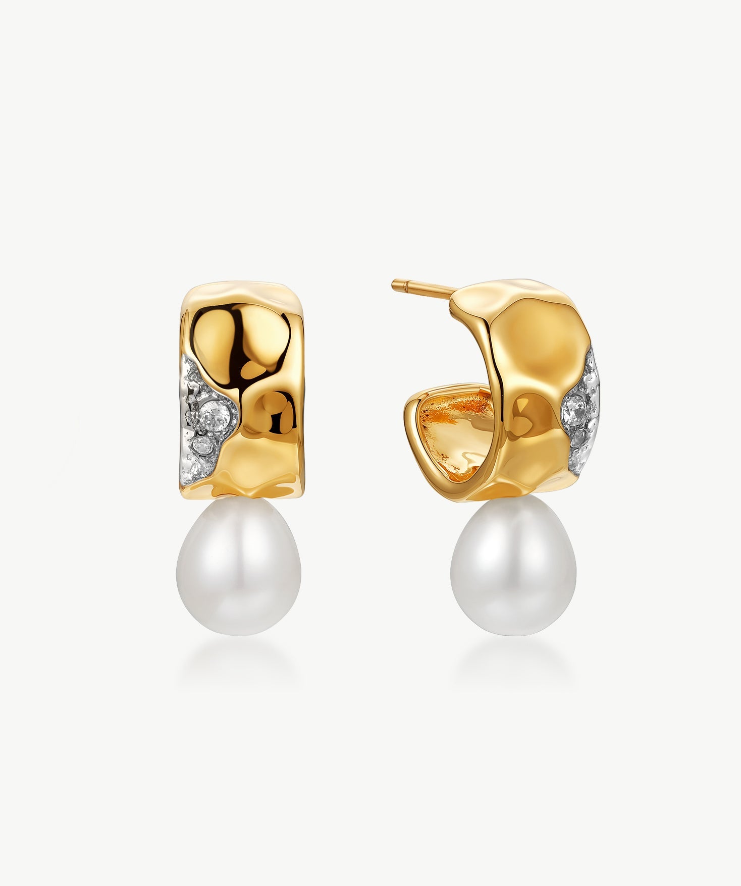 Freshwater Pearl Sculptural Hoop Earrings | Belvria