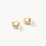 Freshwater Pearl Sculptural Hoop Earrings | Belvria
