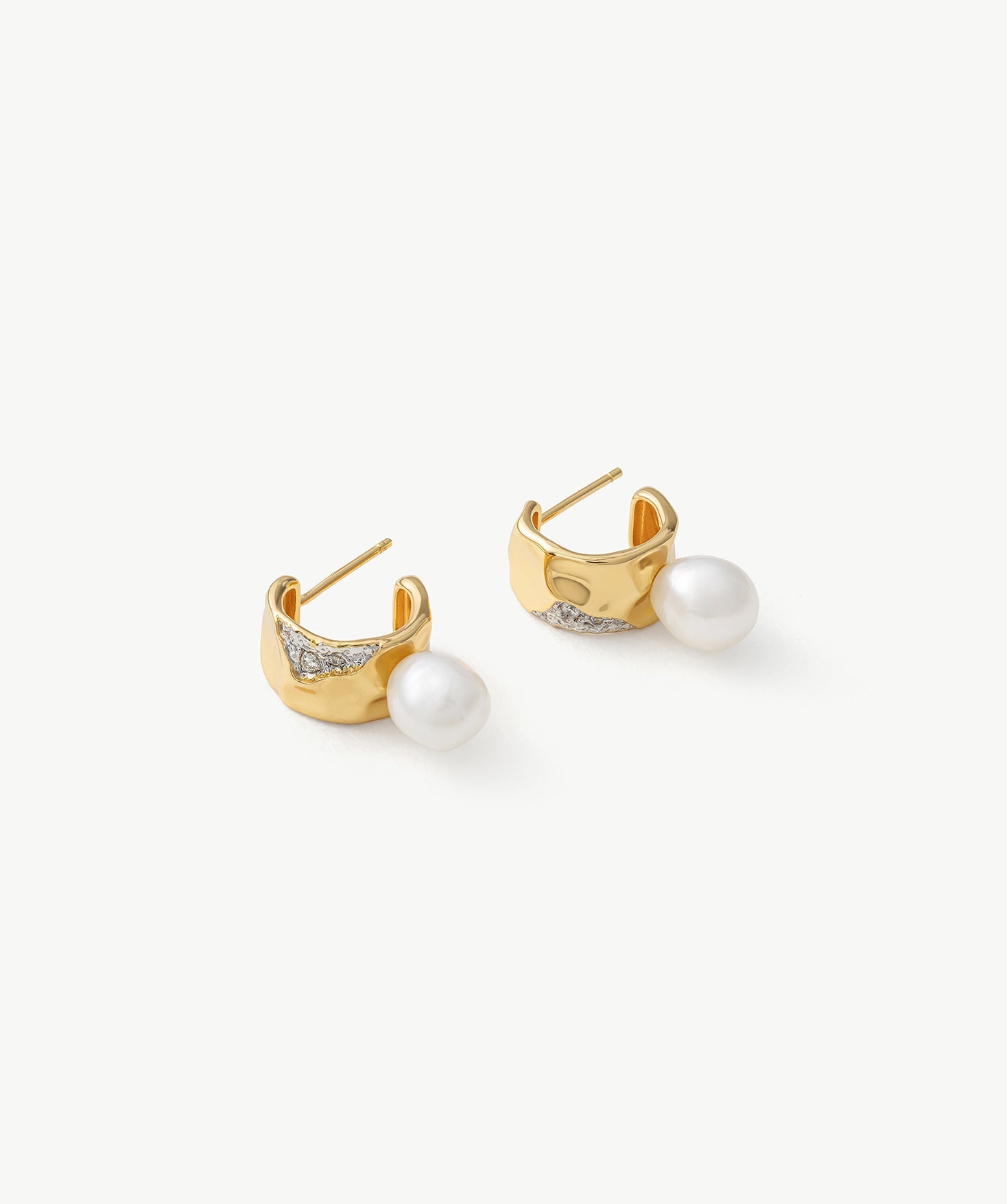 Freshwater Pearl Sculptural Hoop Earrings | Belvria