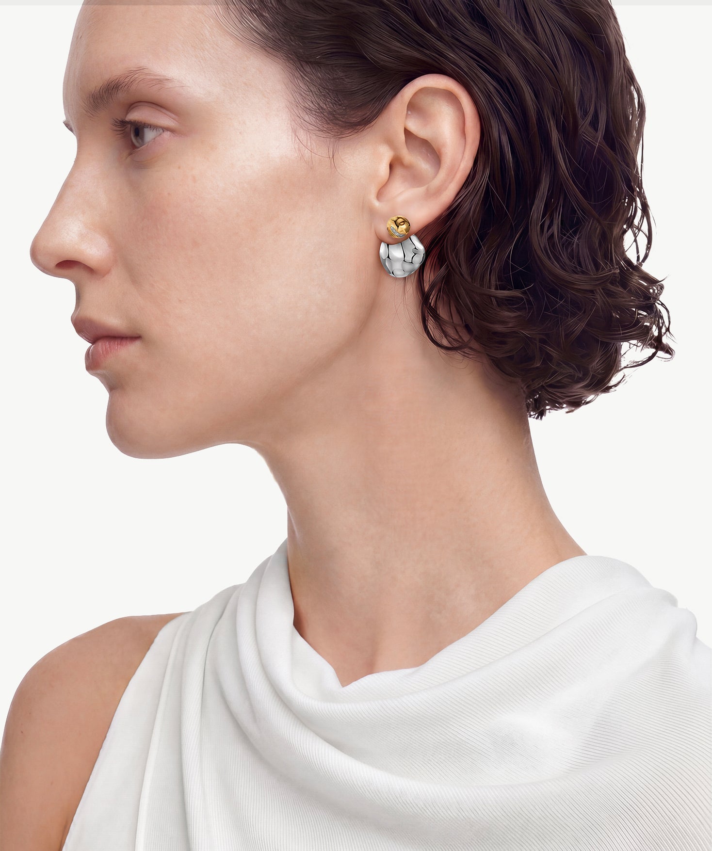 Convertible Two-Tone Sculptural Stud Earrings | Belvria