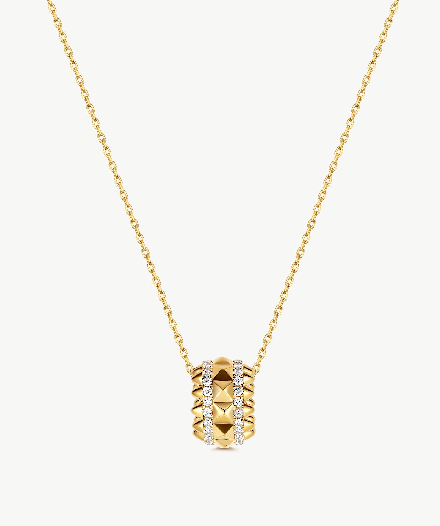 Gold Spiked Barrel Pendant Necklace | Belvria