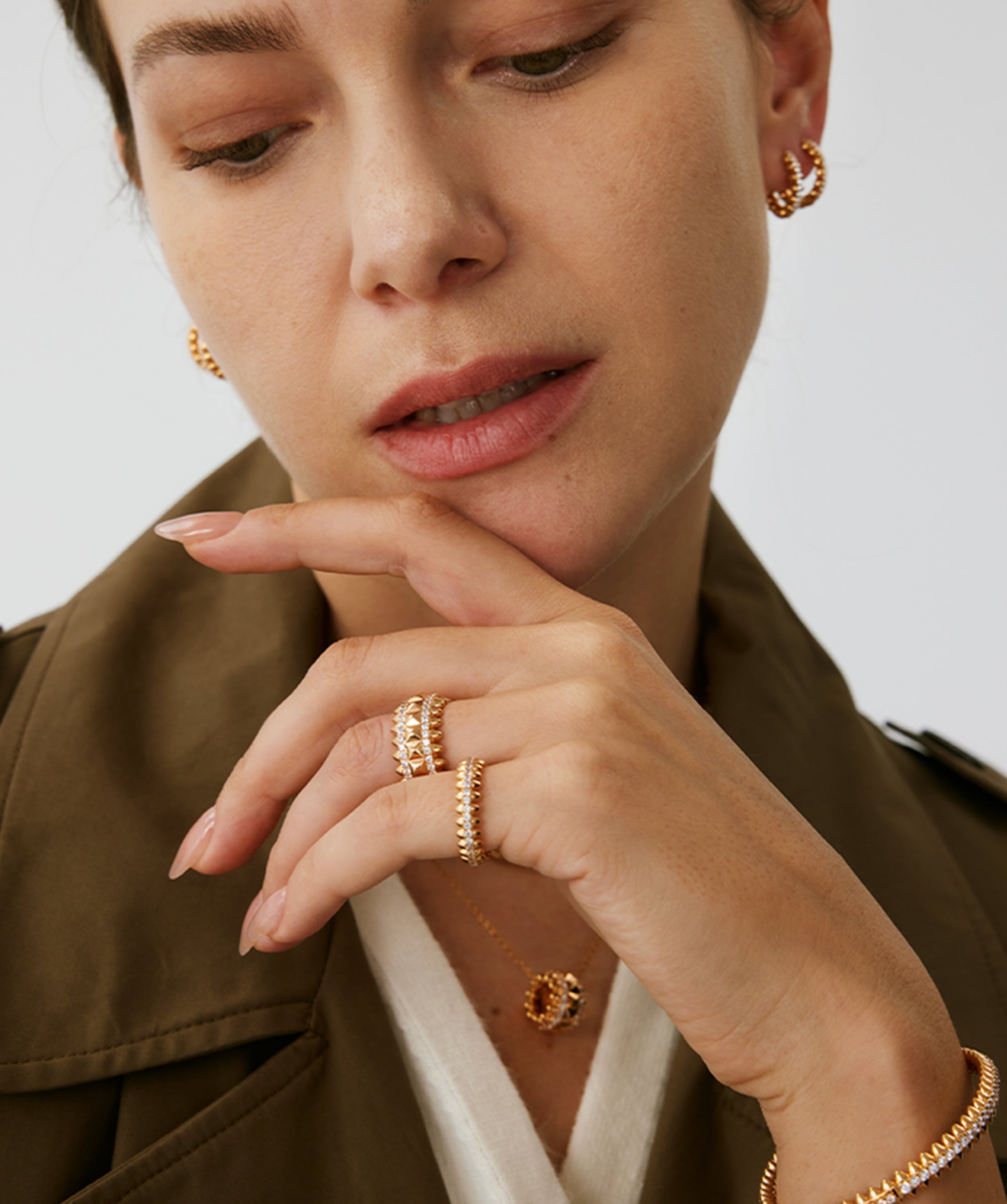 Gold Spiked Pavé Eternity Ring | Belvria