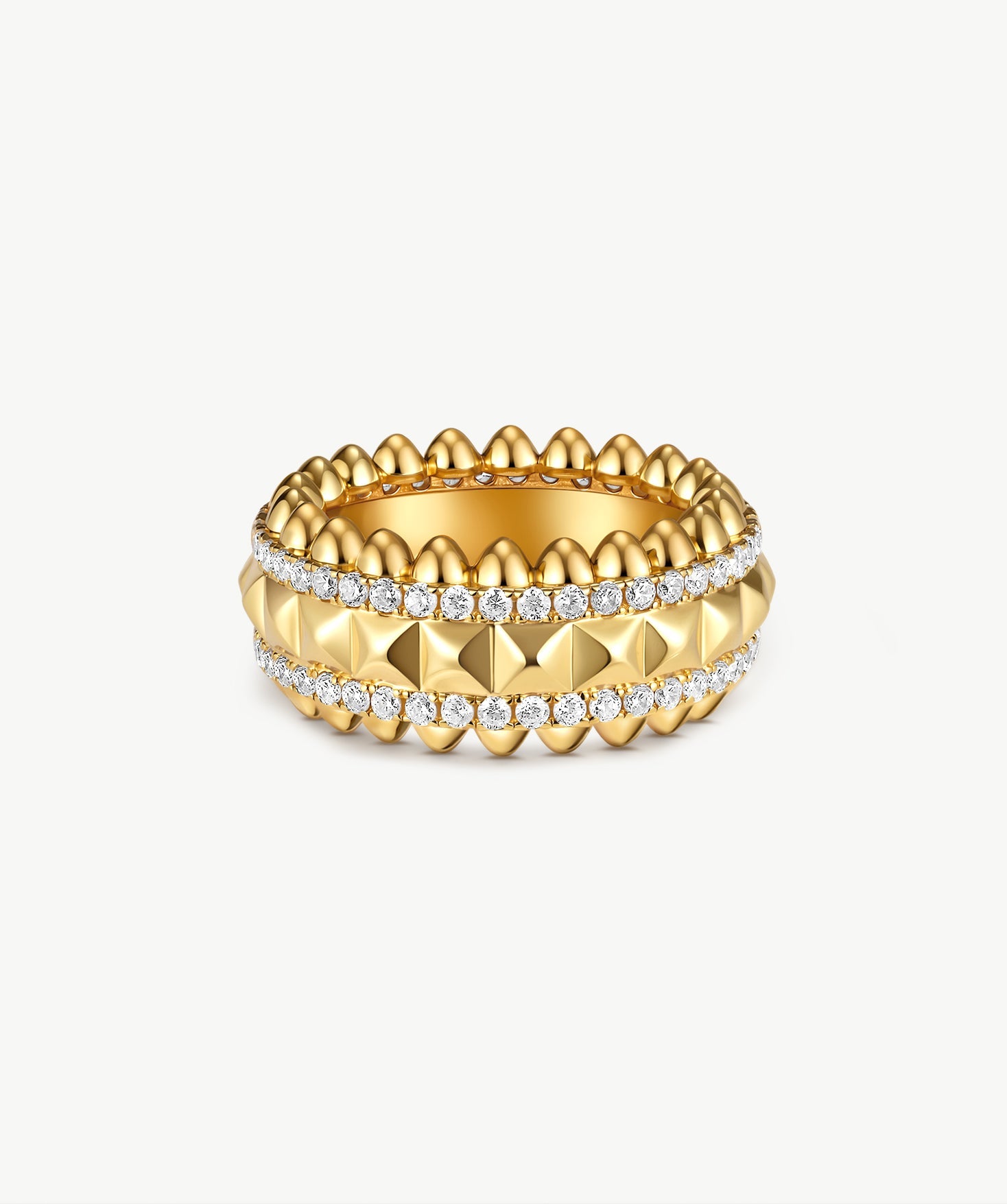 Gold Spiked Wide Band Ring | Belvria
