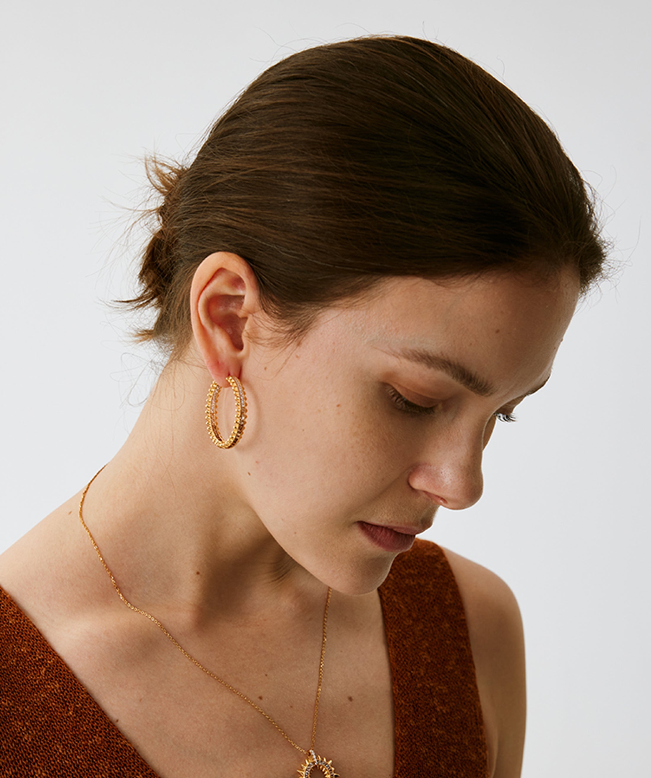 Gold Ombre Spiked Hoop Earrings | Belvria