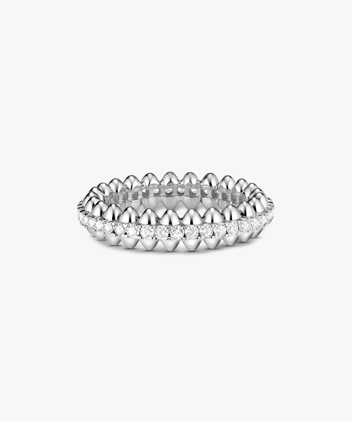 Silver Spiked Pavé Eternity Ring | Belvria