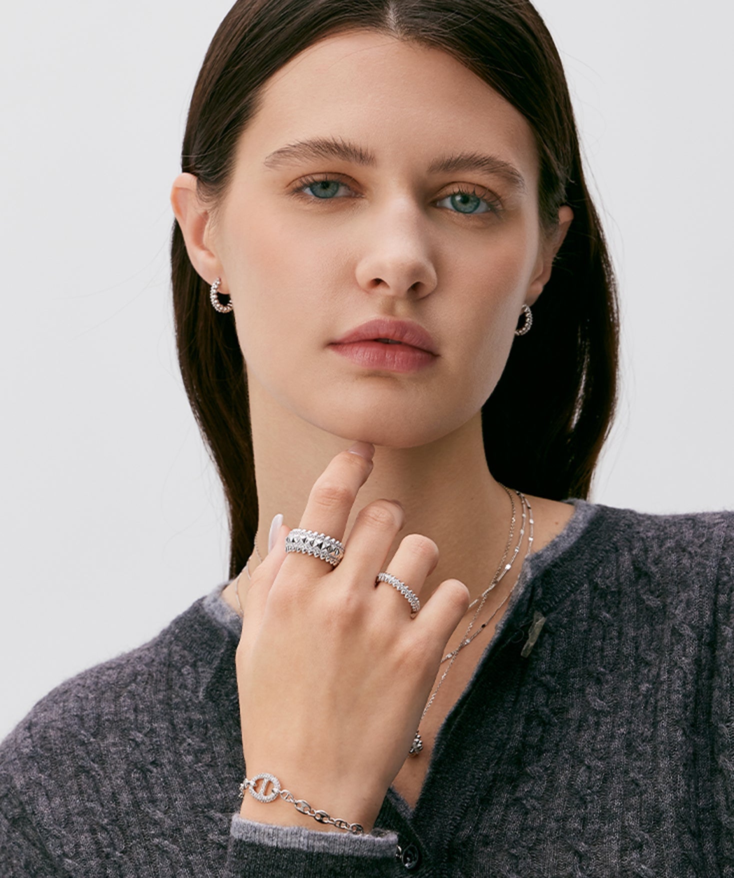 Silver Spiked Pavé Eternity Ring | Belvria