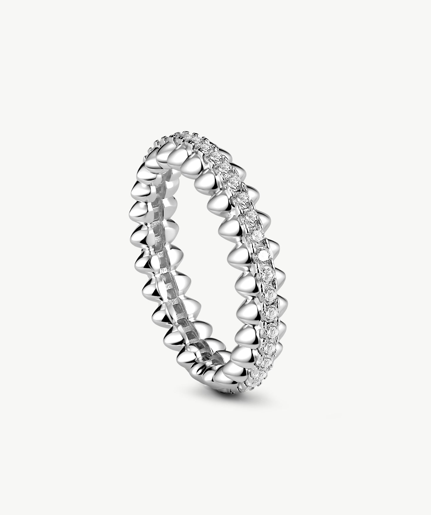Silver Spiked Pavé Eternity Ring | Belvria
