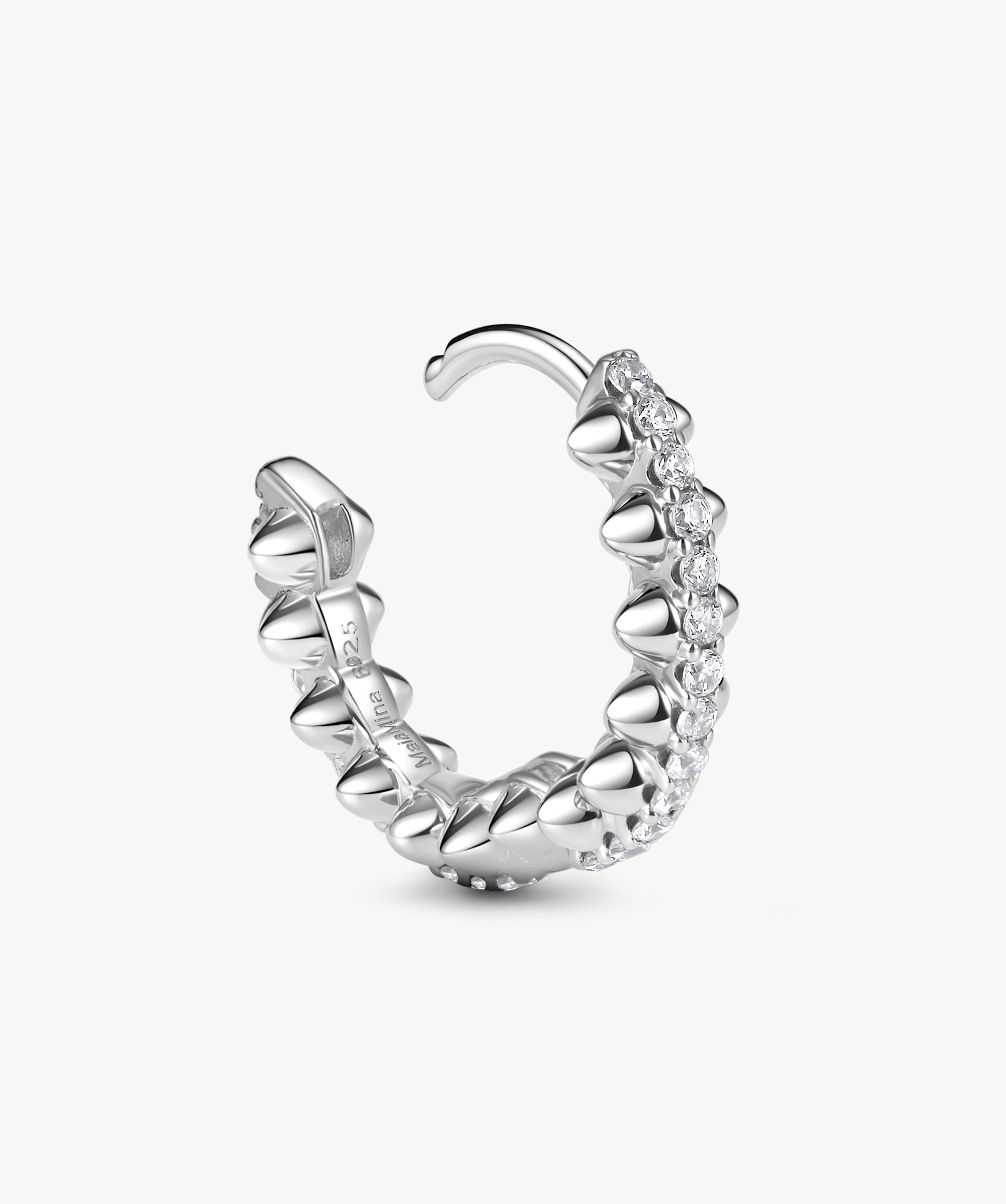 Silver Spiked Huggie Earrings | Belvria