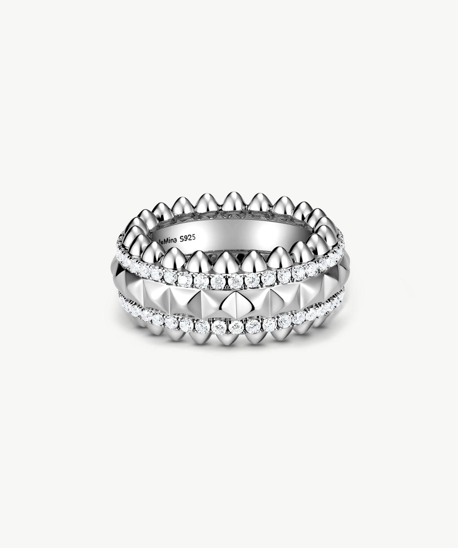 Silver Spiked Wide Band Ring | Belvria