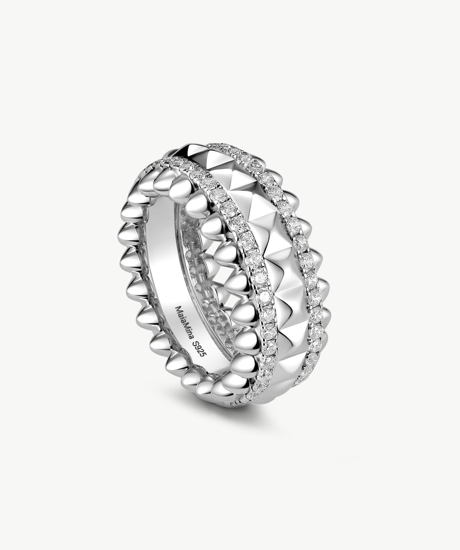Silver Spiked Wide Band Ring | Belvria