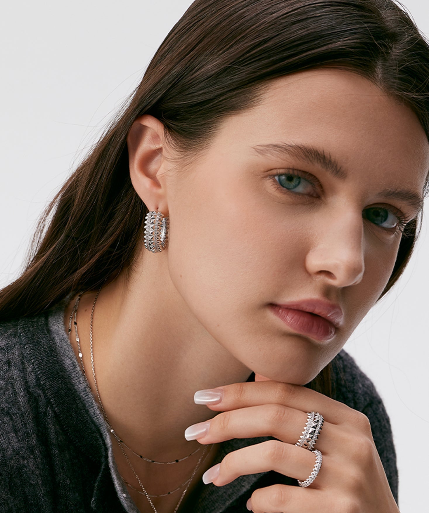Silver Spiked Statement Hoop Earrings | Belvria