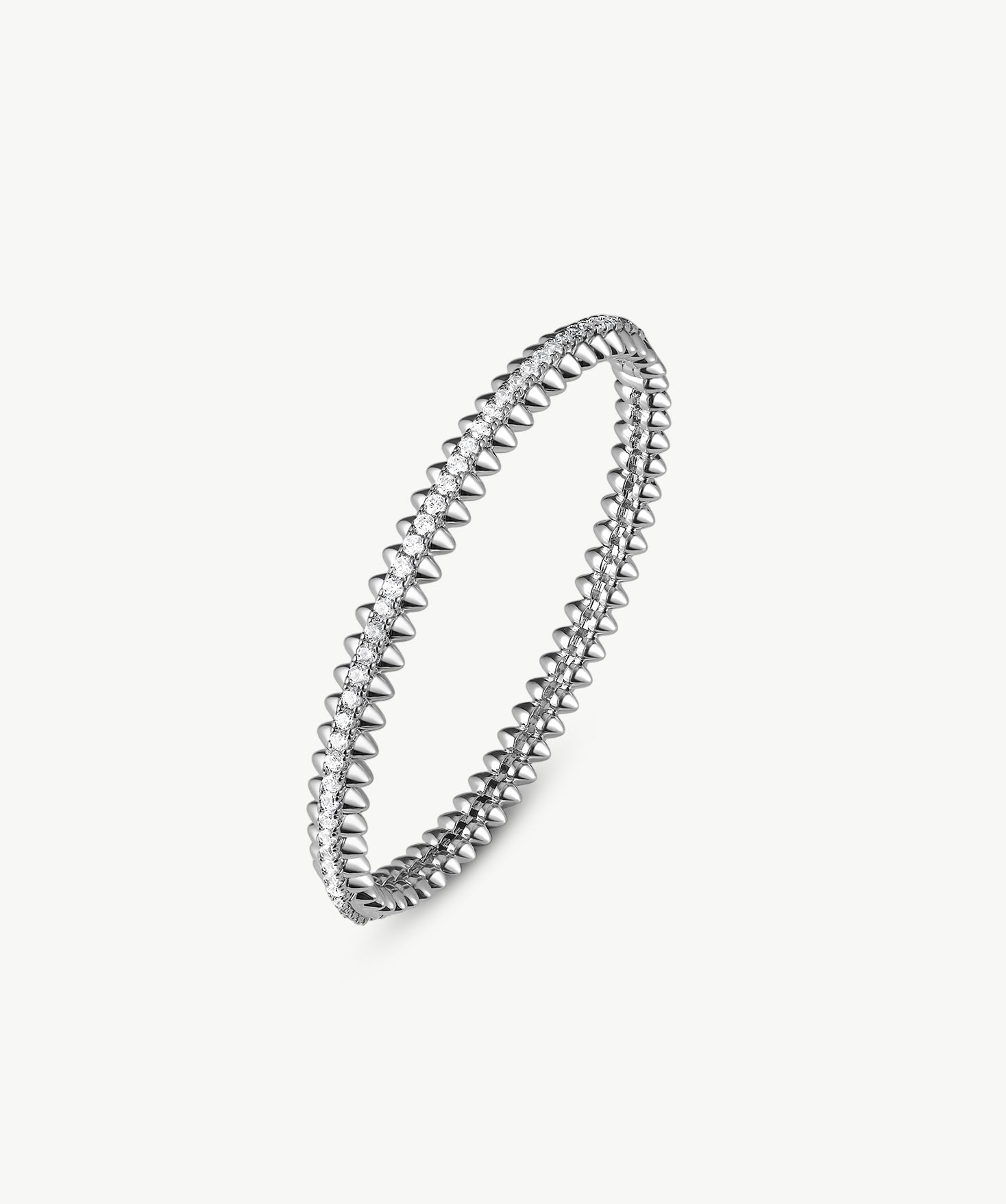 Silver Spiked Statement Bangle Bracelet | Belvria