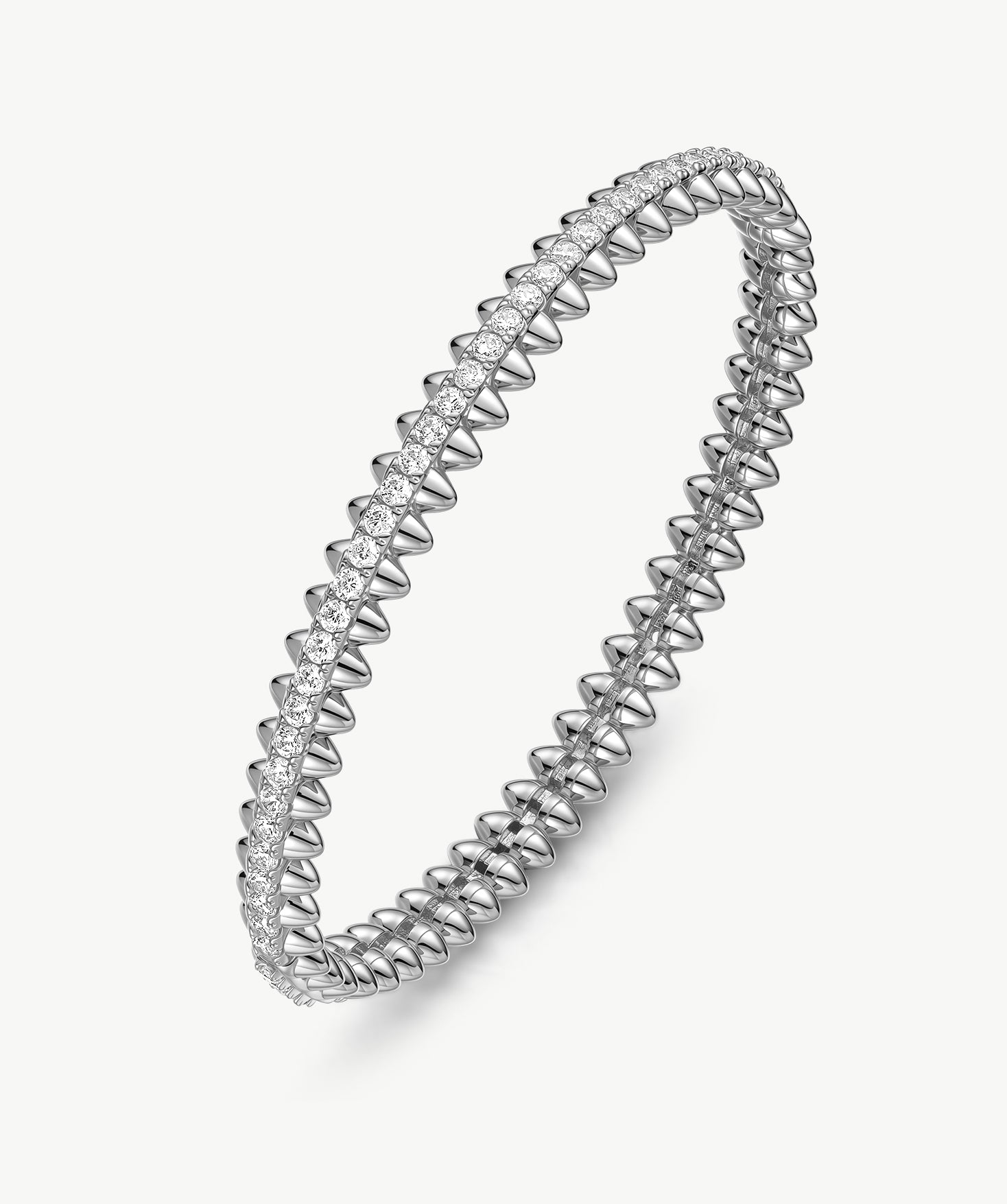 Silver Spiked Statement Bangle Bracelet | Belvria