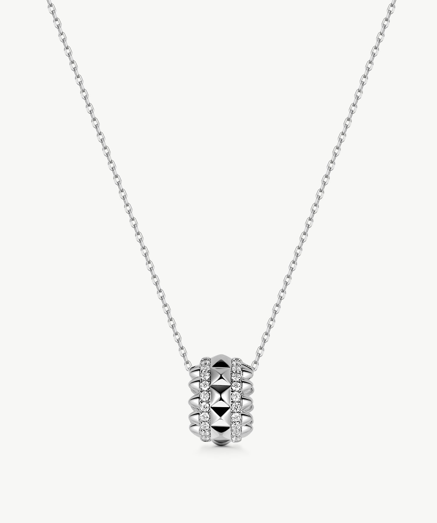 Silver Spiked Barrel Pendant Necklace | Belvria