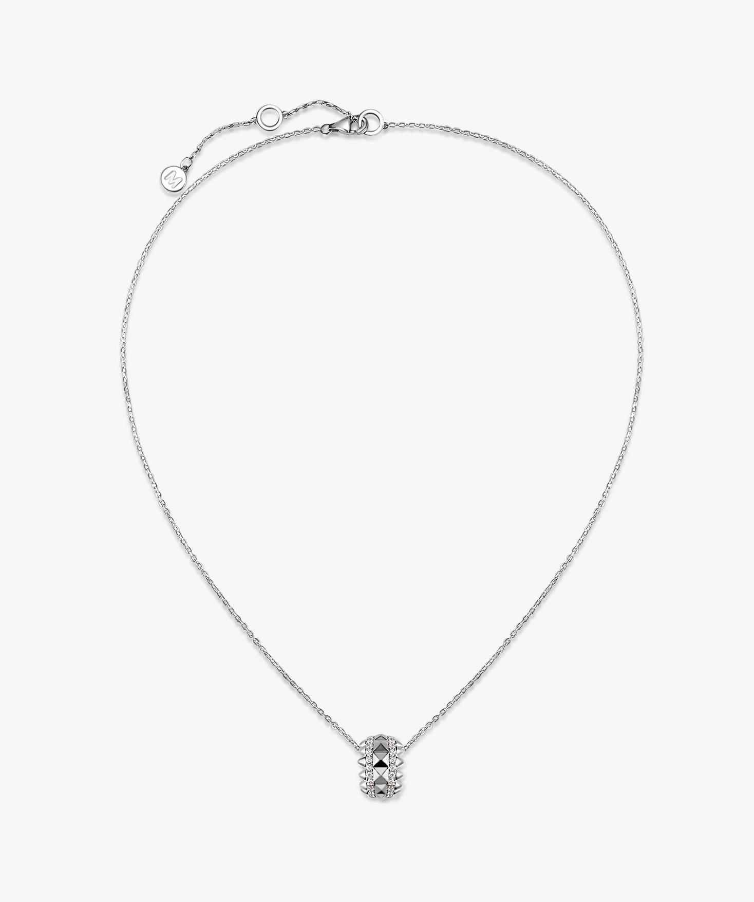 Silver Spiked Barrel Pendant Necklace | Belvria