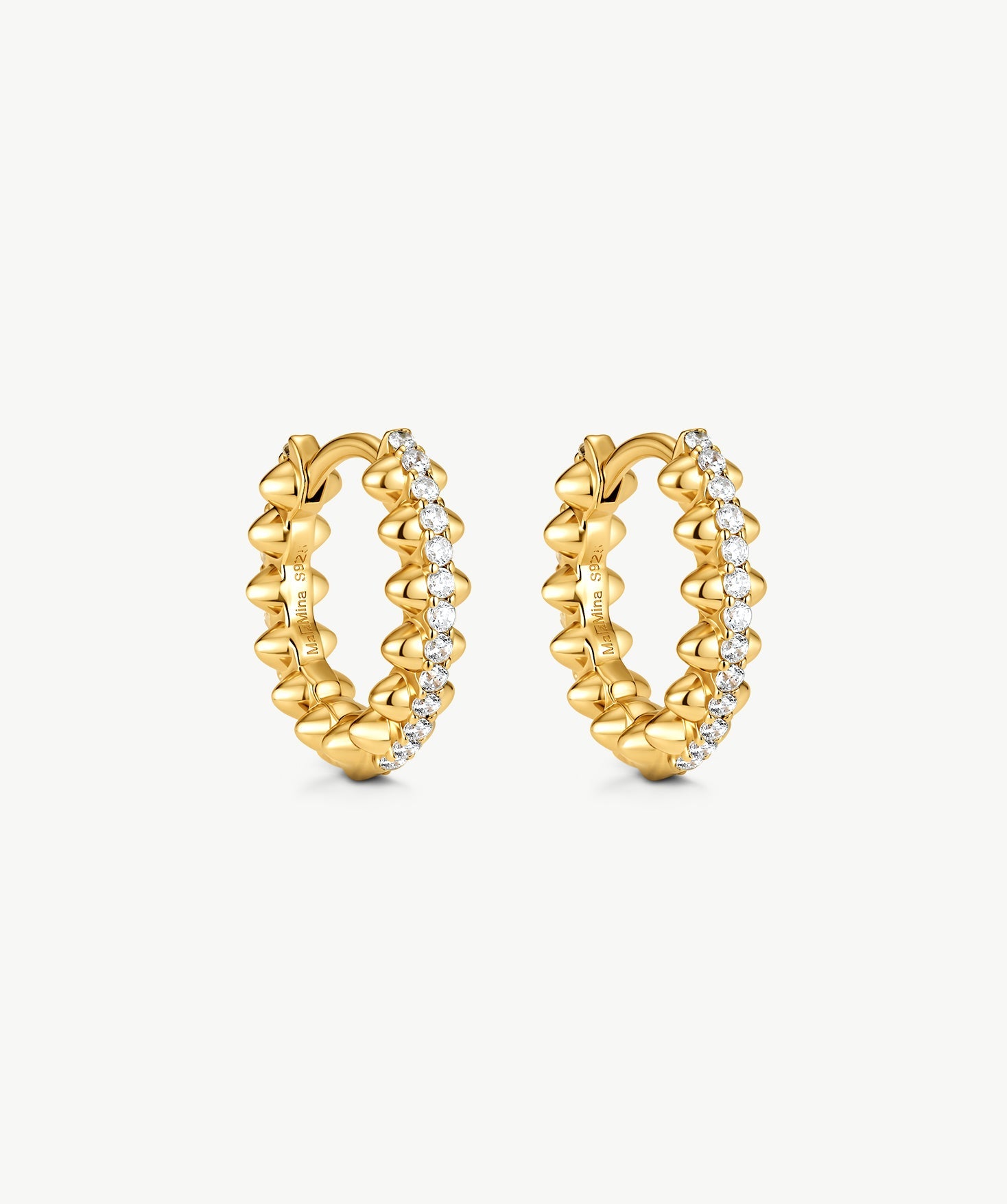 Gold Spiked Huggie Earrings | Belvria