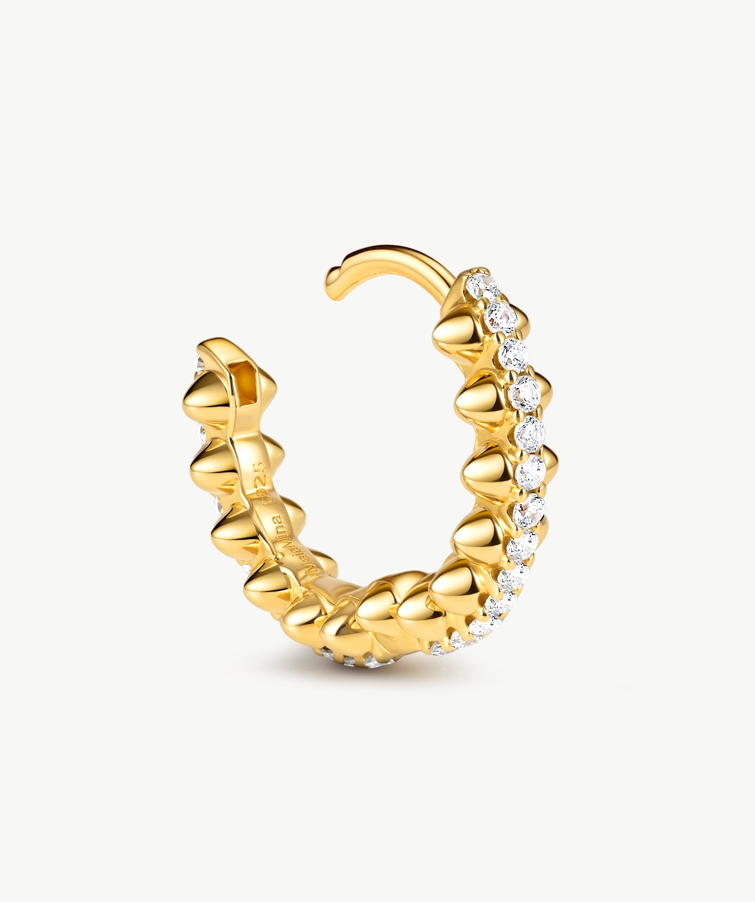 Gold Spiked Huggie Earrings | Belvria