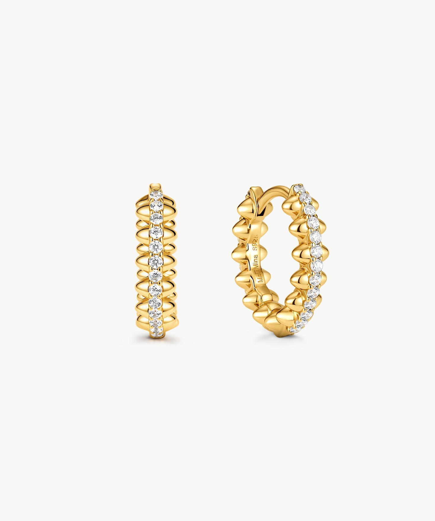 Gold Spiked Huggie Earrings | Belvria