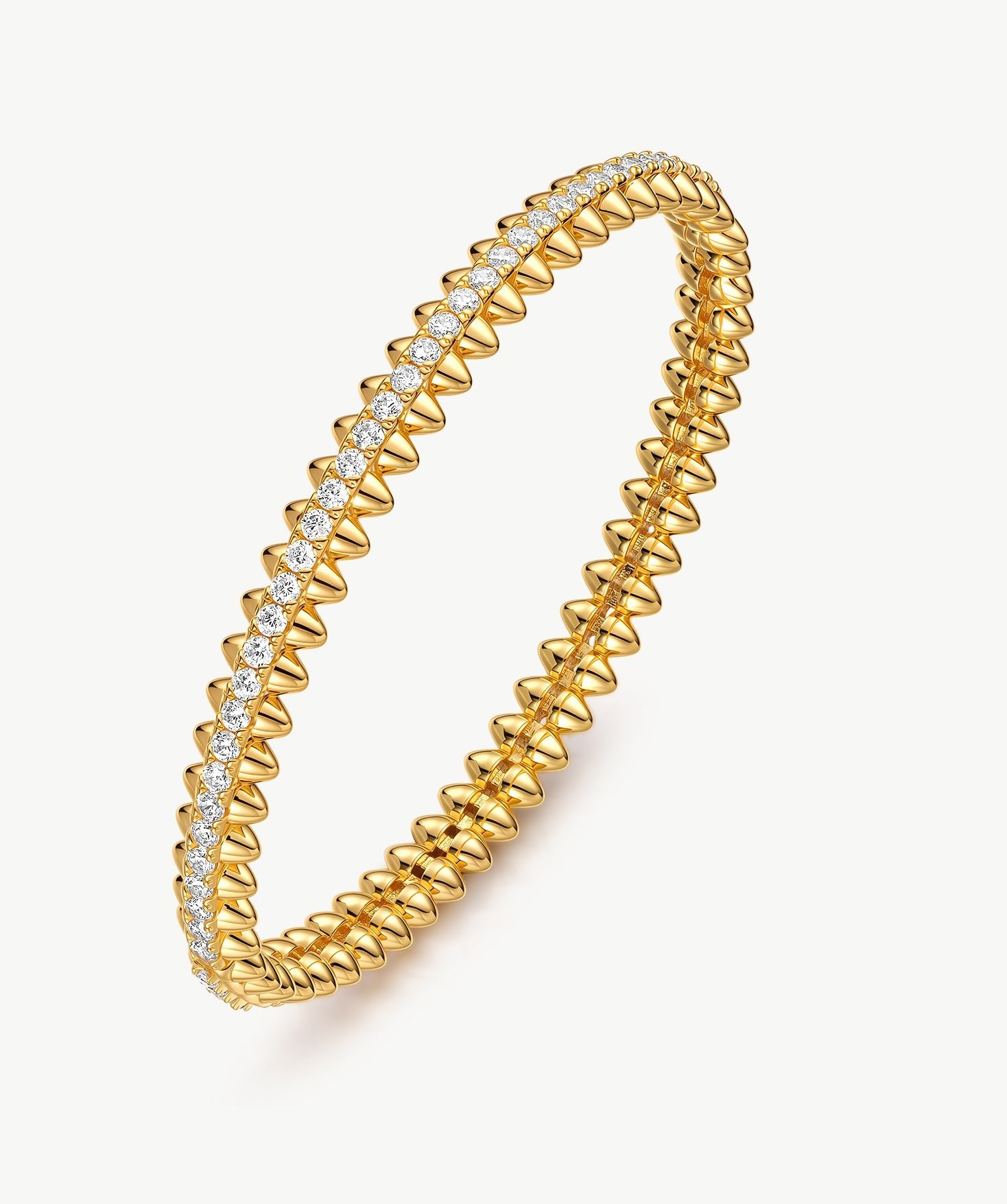 Gold Spiked Statement Bangle Bracelet | Belvria