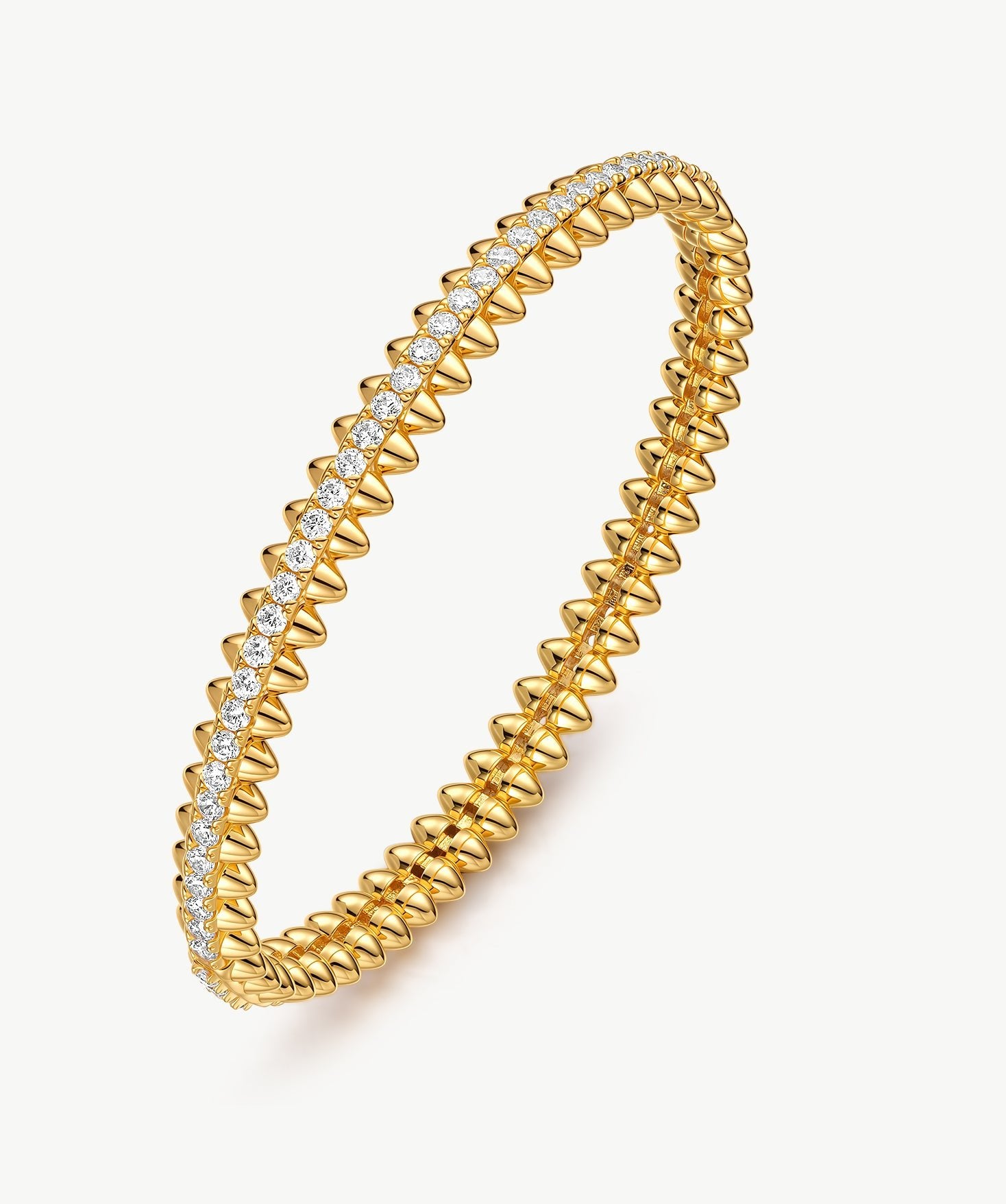 Gold Spiked Statement Bangle Bracelet | Belvria