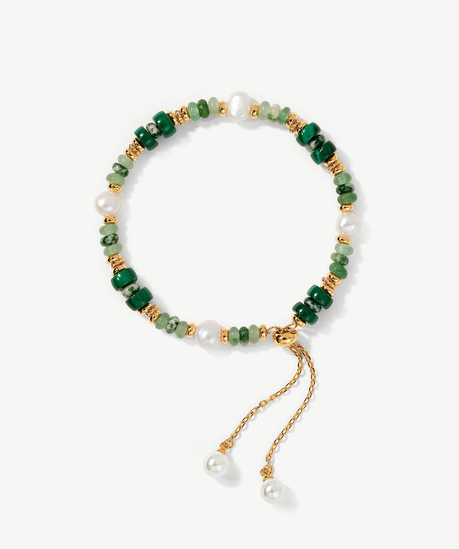 Green Gemstone & Baroque Pearl Bracelet | Belvria