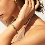 Green Gemstone & Baroque Pearl Bracelet | Belvria