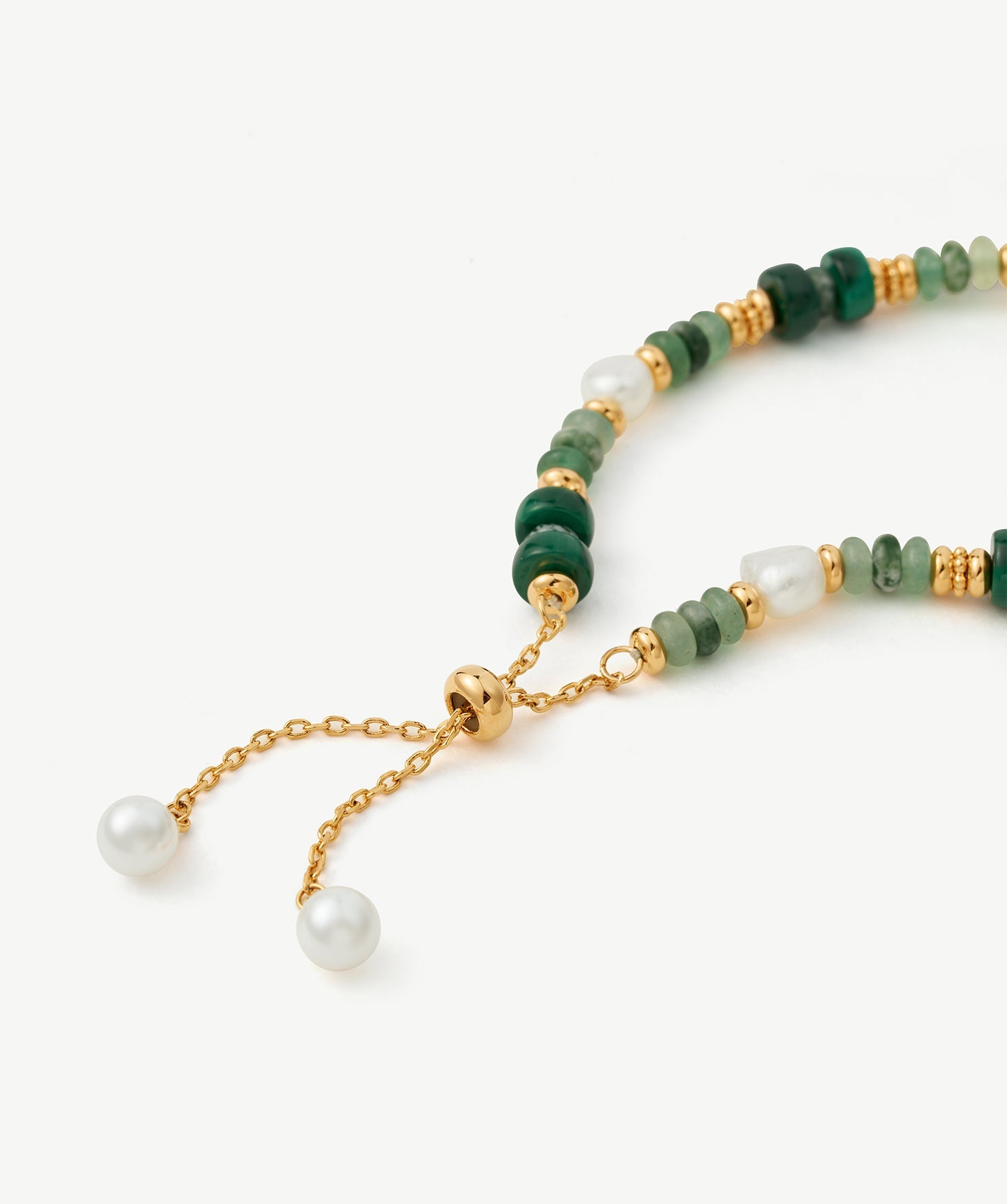 Green Gemstone & Baroque Pearl Bracelet | Belvria