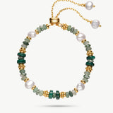 Green Gemstone & Baroque Pearl Bracelet | Belvria