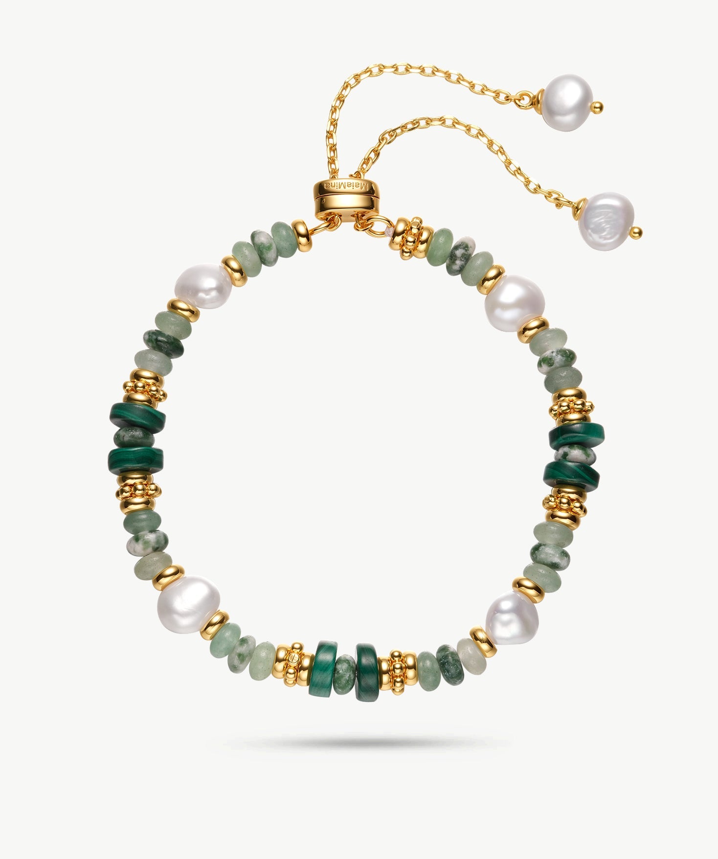 Green Gemstone & Baroque Pearl Bracelet | Belvria