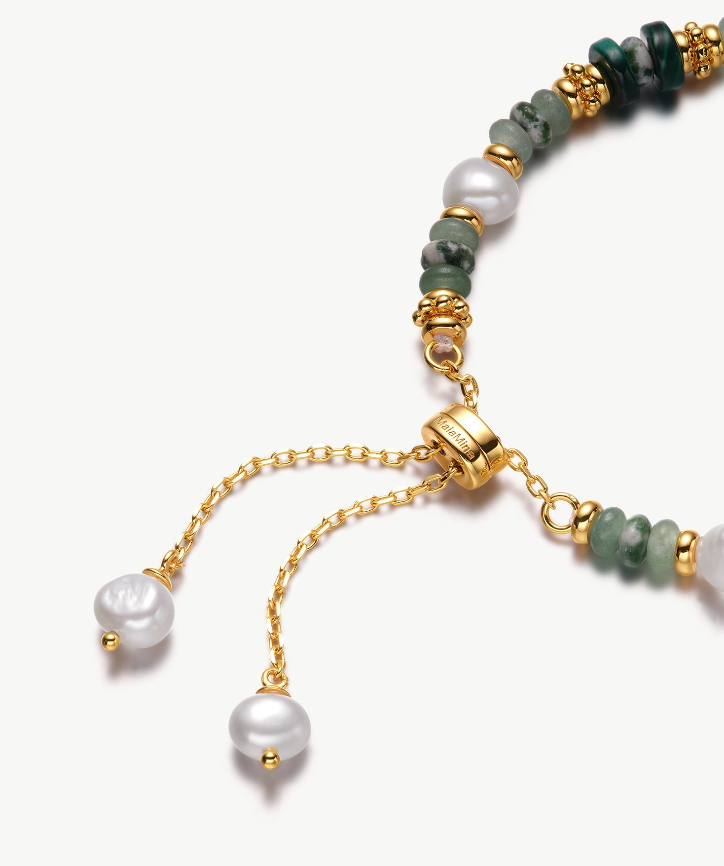 Green Gemstone & Baroque Pearl Bracelet | Belvria