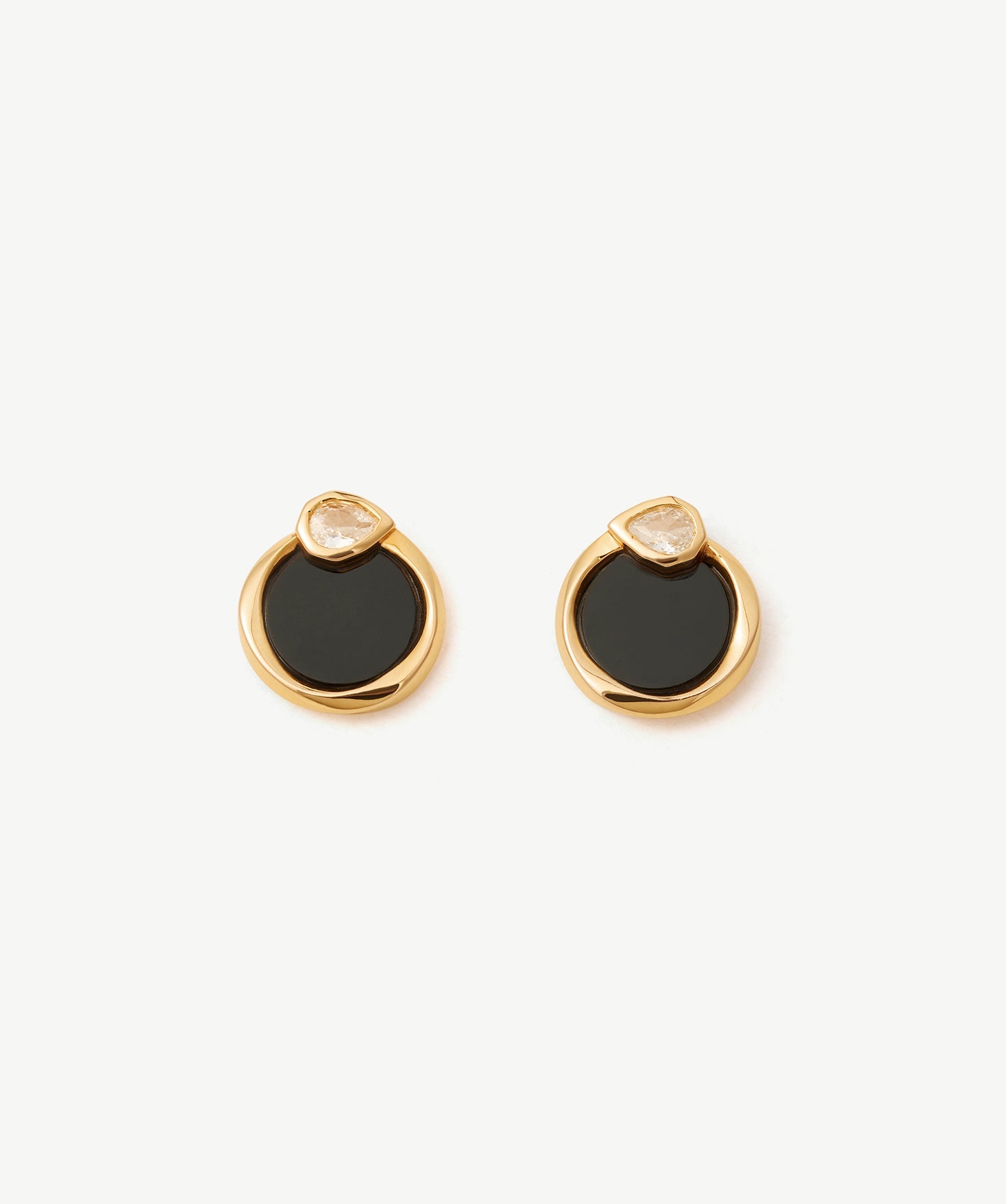 Black Agate Stud Earrings in Gold Vermeil | Belvria
