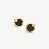 Black Agate Stud Earrings in Gold Vermeil | Belvria