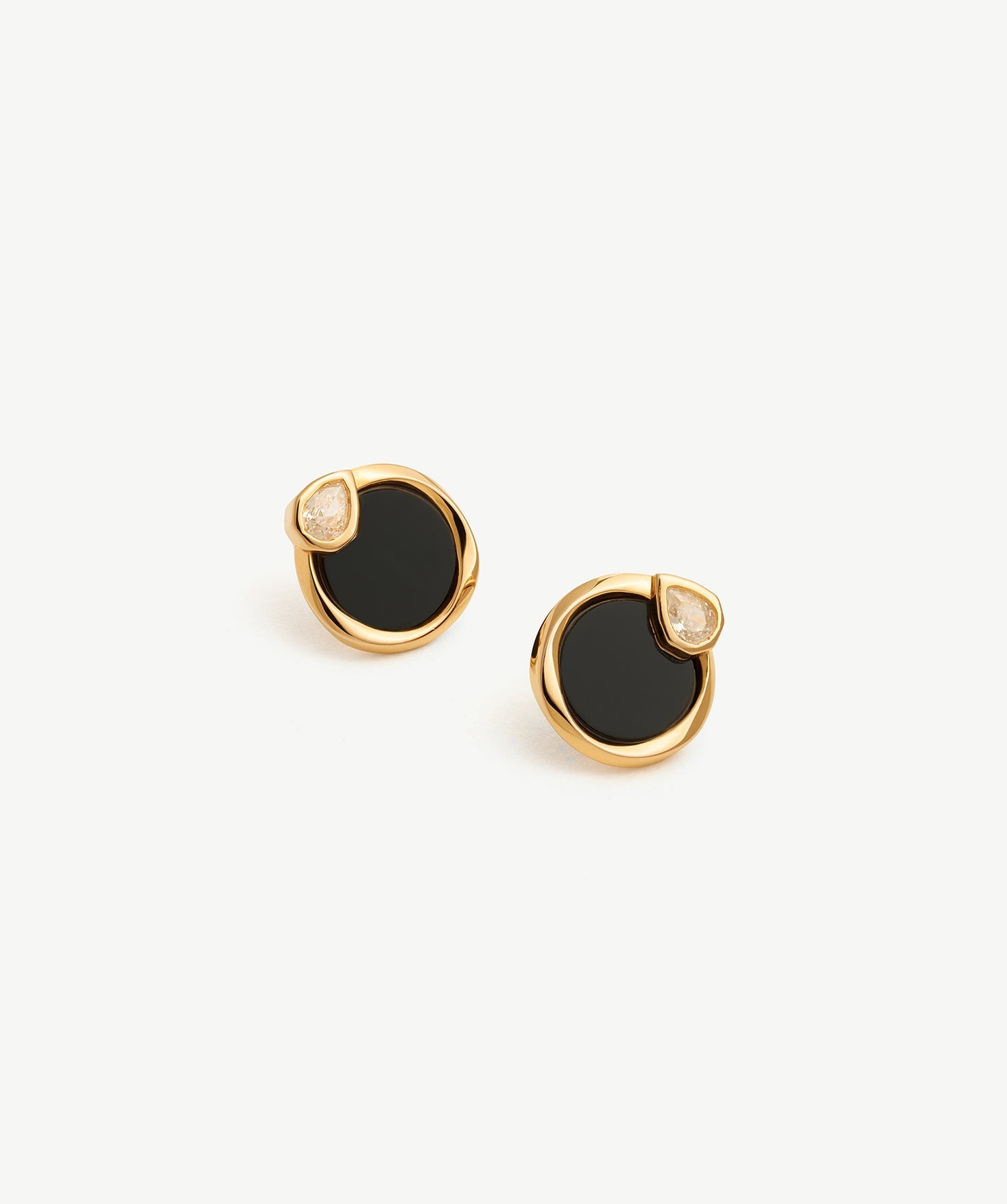 Black Agate Stud Earrings in Gold Vermeil | Belvria