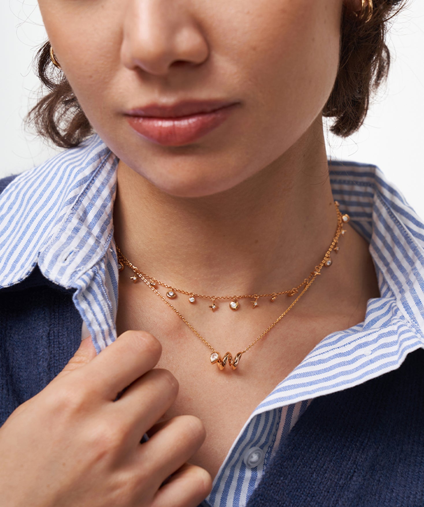 Gold Spiral Pendant Necklace with Teardrop Stone | Belvria