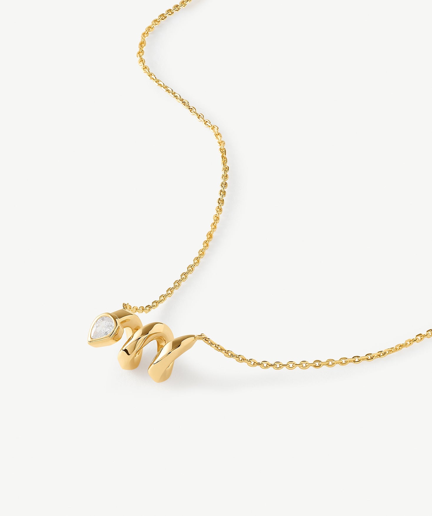 Gold Spiral Pendant Necklace with Teardrop Stone | Belvria