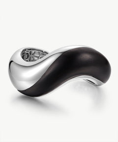 Ebony Wood & Silver Statement Cuff Bracelet | Belvria