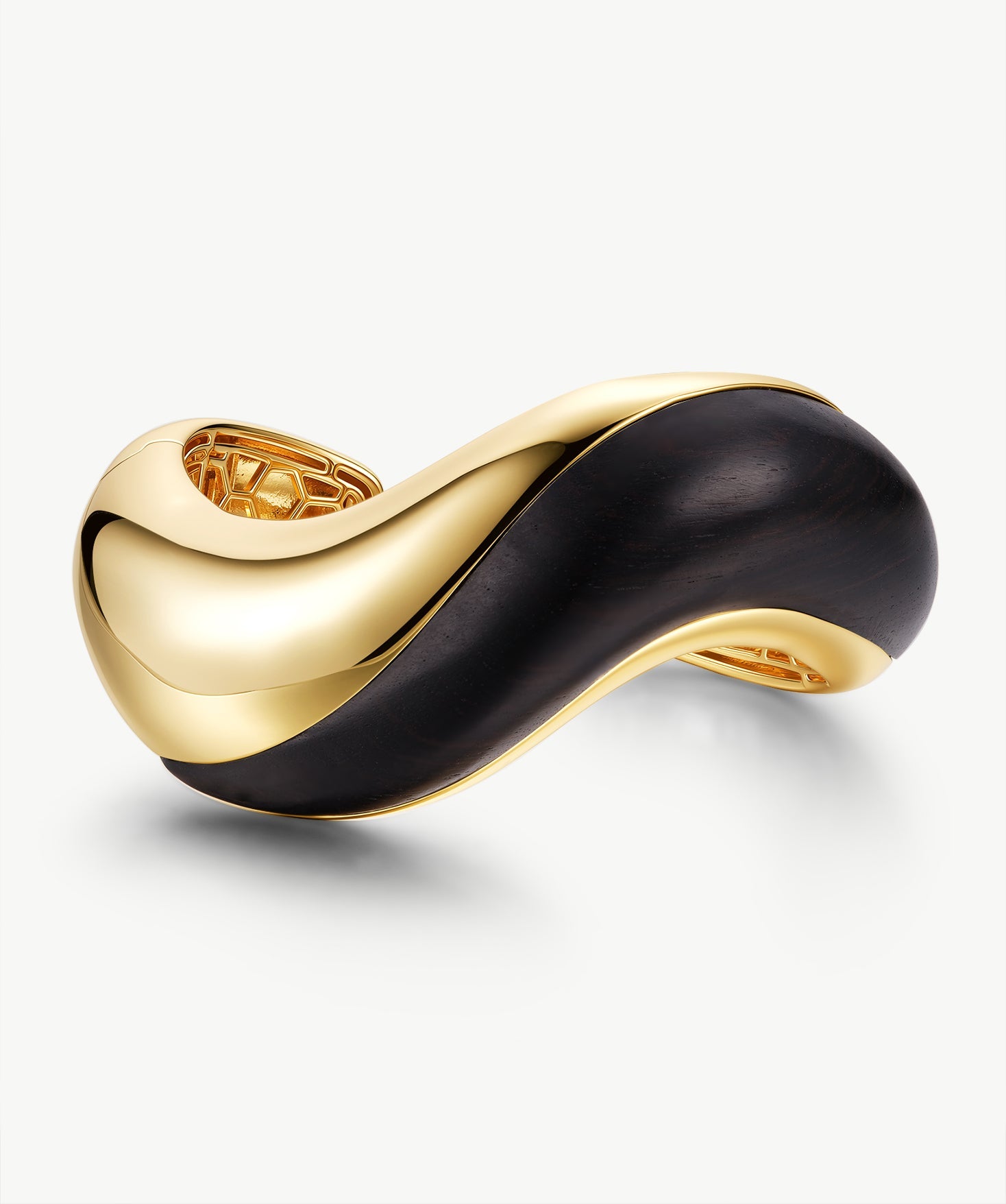 Ebony Wood & Gold Statement Cuff Bracelet | Belvria
