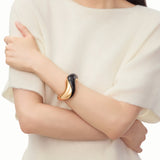 Ebony Wood & Gold Statement Cuff Bracelet | Belvria